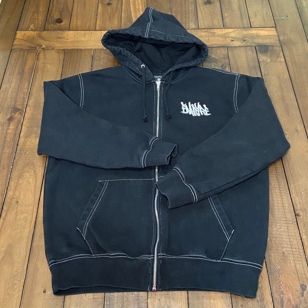 Empyre Cheap Trick Mens Zip Up Hoodie Black Contrast Embroidered Logo Medium